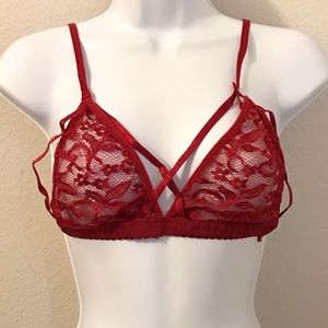 Red Strappy Lace Bralette